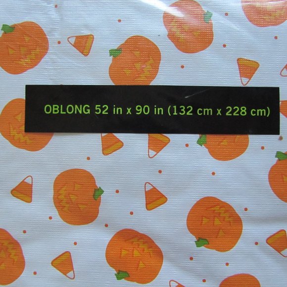 New Totally Ghoul Pumpkin Motif Thanksgiving Oblong Vinyl Tablecloth 52” x 90” - Picture 2 of 7